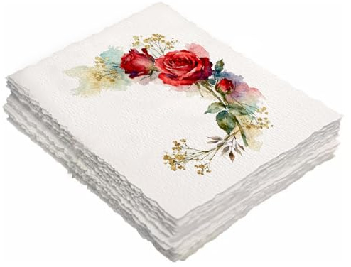 Atliberswo Büttenpapier A4 300GSM - 20 Blätter Deckle Edge Aquarellpapier, 100% Baumwolle handgeschöpftes papier, aquarell papier Für DIY Einladungen Zeichnen Skizzieren Schreiben