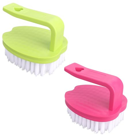 2pz Spazzole per Verdure, 8x7x6,5cm in PP Frutta Verdura con Setole Rigide Manico per Patate Carote e Frutta (Rosso e Verde)