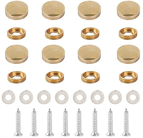 RDEXP Golden Kupfer Fittings 16 mm Spiegel Schraube Kappe Nail Silber Schränke Möbel-Set von 8