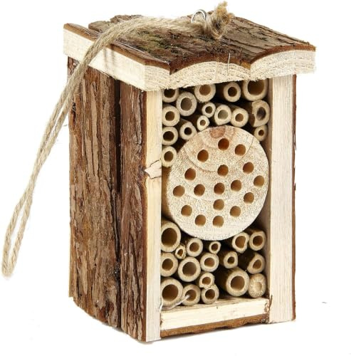 Petit hôtel à insectes en bois écologique pour abeille papillon 16,5 cm