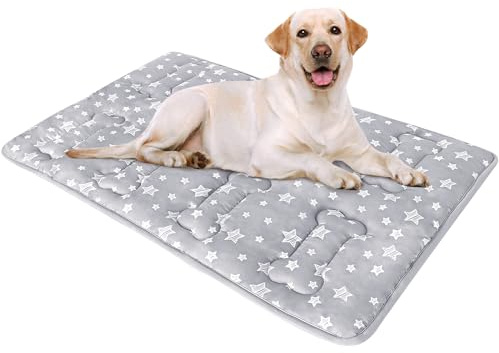 Dog Crate Bed Mat (36 X 23), Soft Dog Bed Mat with Cute Stars, Personalized Crate Pad, Anti-Slip Bottom, Machine Washable Kennel Pad