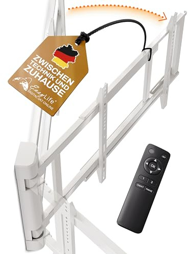 EasyLife Soporte de Pared para TV Eléctrico y Giratorio hasta 170°, Soporte VESA hasta 600×400 para TV LCD/OLED/Curvo, Monitores, Pantallas y Smartboards de 32 a 75 Pulgadas y hasta 50kg máx - Blanco