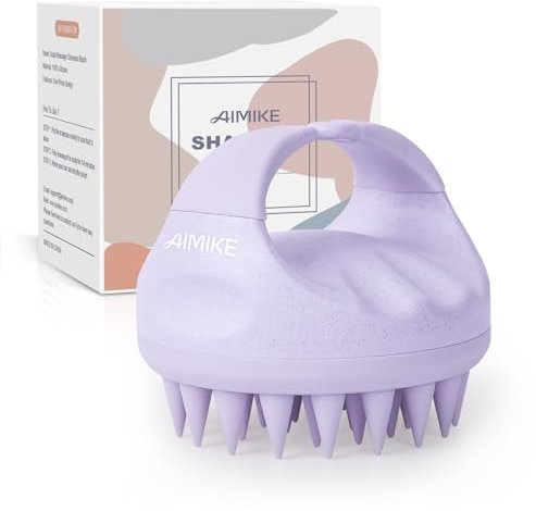 AIMIKE Brosse Massage Cuir Chevelu, Brosse Shampoing Cheveux en Silicone pour Enlever les Pellicules, Scalp Massager pour la Croissance des Cheveux, Humide et Sec Brosse Cuir Chevelu, Lilas