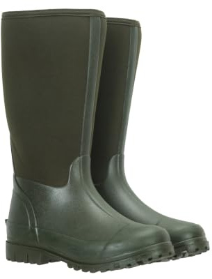 Mountain Warehouse Mucker Womens Neoprene Long Boot - Easy Clean & Water-resistant Rainboots with Deep Lugs - Best for Spring Summer, Hiking, Outdoors & Walking Khaki Adult Shoe Size 5