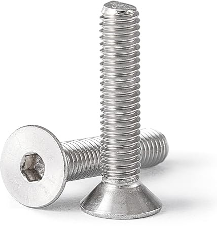 M5-0.8 x 60mm Flat Head Hex Socket Cap Screws Countersunk Bolts, 304 Stainless Steel, Metric Allen Socket Drive, Bright Finish, Fully Threaded, 25PCS