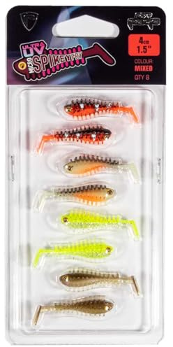 Fox Rage UV Micro Spikey Mixes Colour Lure Pack 4cm - 8 Gummifische, Gummiköder zum Raubfischangeln, Softbait