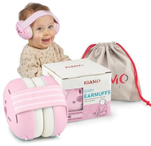KIAMO1407 Earmuffs Baby Gehörschutz Rosa, für Babys, Kleinkinder von 0 bis 36 m. Lärmschutz gegen Gehörschäden, Flugreisen, Bequem und sicher für ruhigen Schlaf und Schutz unterwegs. (Rosa - Pink)