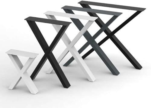 BK Styl 2 Stück Tischbeine aus Metall X-Form | Tischgestell aus 80x40mm Profilen | Tischkufen Tischfüße Möbelbeine für Schreibtische & Esstische I Stahl Pulverbeschichtet I DIY (350x420mm Black)