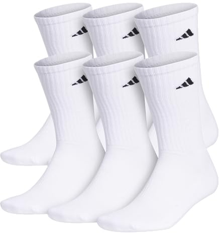 adidas Mens Athletic Cushioned Crew Socks (6 Pairs) Durable & Comfortable