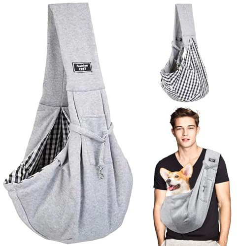Borsa da Viaggio per Cani, Trasportini Tracolle Animali Trasportino a Tracolla Reversibile Borsa per Cane/Gatto Fino a 7.5kg, Borsa da Viaggio per Trasportino per Cani da Passeggio