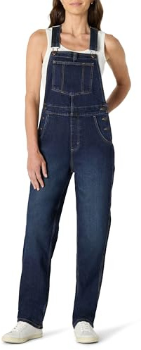 Amazon Essentials Salopette a Gamba Dritta in Denim Mediamente Elasticizzato, Vestibilità Comoda Donna, Lavaggio Midnight Scuro, XXL