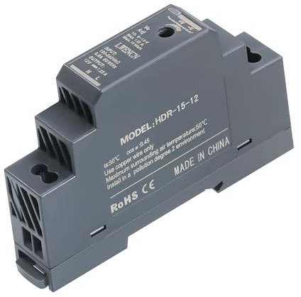 Kssvzz Hutschienen-Netzteil 12V DC 1.25A 15W, Eingang 100-240V AC 50/60 Hz DIN-Schienen-Transformator für Heim- oder Industrieautomation
