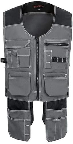 Gilet De Sécurité Vêtements De Travail Bleu Foncé Vêtements De Travail Gilet De Travail Multi-Outils Poches Gris Mes Vêtements De Travail, Grey, M 170 92A