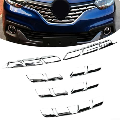 Feeshoppher Copertura protettiva per griglia di aspirazione dell'auto, in ABS, progettata per veicoli Renault dal 2016 al 2018, finitura argentata, accessorio esterno che migliora lo stile e protegge