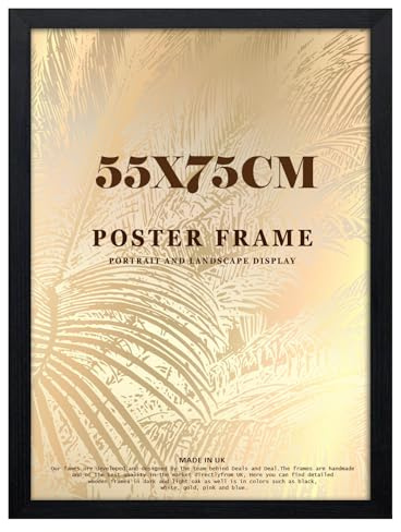 DEALS ON DEAL Minimalist Slim Profile Black Poster Frame 75x55cm MDF Picture Frame for Jigsaw Puzzles Shatter-Proof Front Portrait/Landscape Ideal for Home & Office Décor