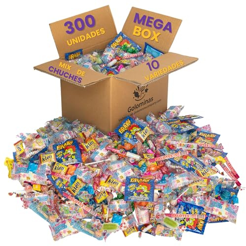 GOLOMINAS COMPANY - 300 Chuches - Relleno de Piñata Sin Alergenos - Con Palotes Drakus Pica Pica y Relojes- Golosinas y Caramelos - Para Relleno Bolsas de Cumpleaños y Fiestas -Sin Gluten y Sin Leche