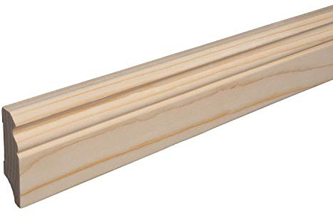 REESE Sockelleiste aus Holz | FICHTE | Massivholz-Fußleisten für Laminat Vinyl Parkettt | Hamburger/Berliner Profil | 60mm | Fichte roh geschliffen