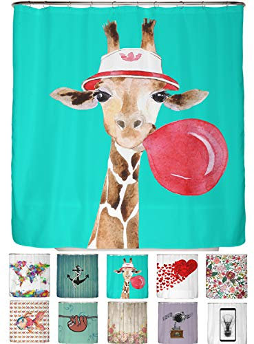 arteneur® - Giraffe - Anti-Schimmel Duschvorhang - Recycelt 180x200 mit Öko-Tex Standard 100 - Beschwerter Saum, Blickdicht, Wasserdicht, Waschbar, Ringe & E-Book