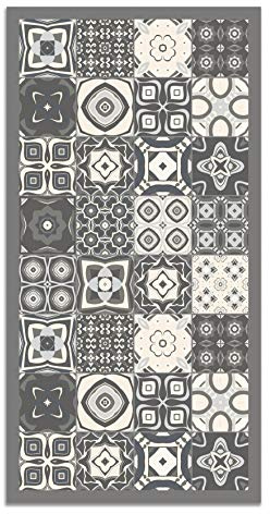 Panorama Alfombra Vinílica - Modelo Baldosa Hidráulica Color Gris 60x110 cm - Varios tamaños - Decoración Hogar, Cocina y Salón