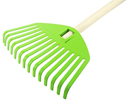 POKM Toolsmarket GmbH Rechen Kinderrechen 21 cm mit Holzstiel Laubrechen für Kinder Focus Baby Grün