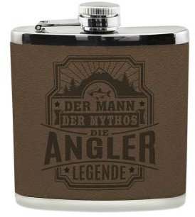 History & Heraldry Echter Kerl Flachmann Angler - individuell und personalisiert mit Gravur, Name und Spruch