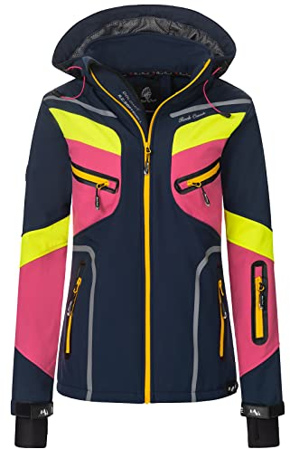 Rock Creek Damen Softshell Jacke Windbreaker Regenjacke Übergangsjacke Softshelljacke Damenjacke Regenmantel Outdoorjacke Kapuze D-465 Navy XXL