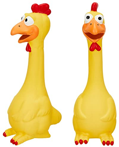 Hungdao 1 Pcs Horse Toys Latex Squeaky Squeeze Chicken Squeak Turkey Balls for Play Fake Screaming Chicken Toys for Horses Soccer Ball for Reduce Separation Anxiety Noise Maker (Yellow)