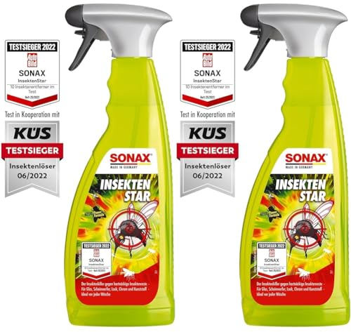 SONAX InsektenStar (750 ml) Insektenentferner löst schnell & schonend selbst hartnäckige & angetrocknete Insektenverschmutzungen, Art-Nr. 02334000 (Packung mit 2)