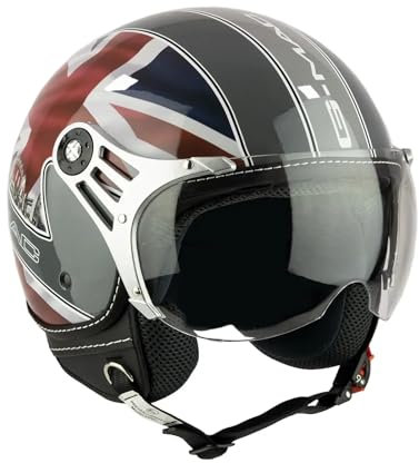 G-MAC Metro Evo Jet Open Face Retro Classic ECE 2206 Motorcycle Scooter Helmet (London Light, M)