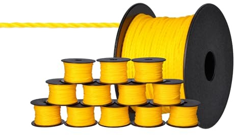 ToolSpace 12x Corda per muratori - 50m x 1,6mm - Giallo - Seta polipropilenica - Cordone di livellamento - Filo a piombo - Cordone per intonaco di forza - Durevole e resistente agli strappi