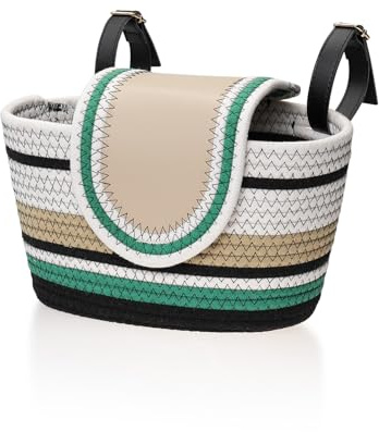 Handmade Bike Basket Front, Woven Bicycle Baskets for Adult Bikes, Rustic Detachable Handlebar Bike Basket for Women Girls with Leather Lid, Adjustable Leather Straps, Green