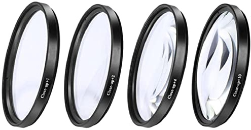 Kit de filtros de primer plano +1 +2 +4 +10 Juego de lentes para cámaras digitales de 43 mm, transparente