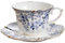 FUENYEJIA 200ML English Porcelain　Ceramic Coffee Cup, European-Style Patterned Tea Cup and Saucer Set, Retro Luxury Gold-Trimmed Afternoon Tea Cup (Blue and White)