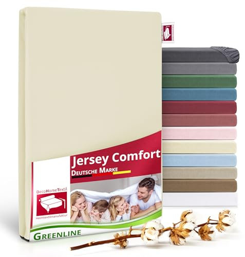 Greenline Spannbettlaken Premium Jersey aus 100% Baumwolle Champagner 90-100x200 cm bis zu 30 cm auch für Boxspringbetten, Spannbetttuch