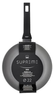 H&H, Padella, in alluminio, antiaderente, linea Supreme, colore nero, adatta a tuti i piani cottura, lavabile in lavastioviglie, diametro 22 cm