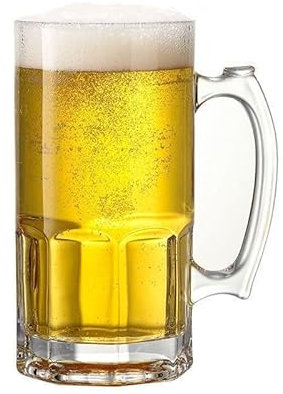 Windfromort Juego de 2 jarras de 1 L – Vaso de cerveza – Jarra de cerveza – Vasos para bebidas, vasos para zumo, vasos para cerveza de trigo – Vidrio transparente – Para hotel y restaurante