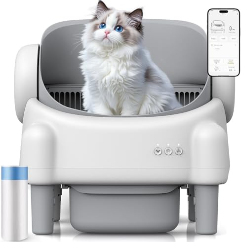 Selbstreinigende Katzentoilette 100L Katzenklo Selbstreinigend App-Steuerung Große Kapazität Sicherer Alert XXL katzenklo für große Katzen Self Cleaning Cat Litter Box (mini-4)
