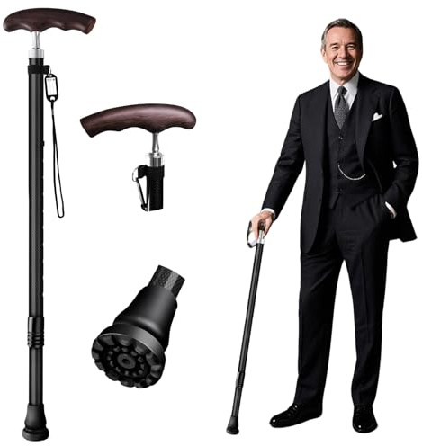 Carbon fiber walking stick with wenge wood handle, lightweight and durable for seniors, stylish walking stick for men and women