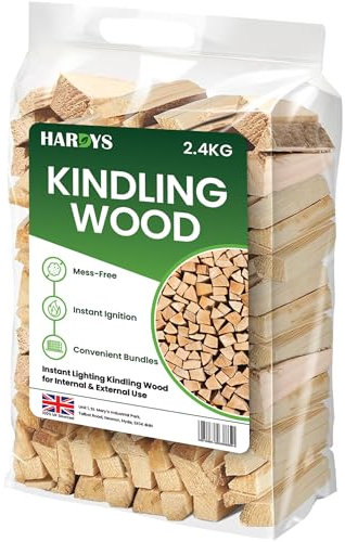Hardys Kindling Wood, 1 Pack - 2.4kg Approx. | Instant Light Firewood Logs, Smokeless - Kiln Dried - BBQ, Fire Heat Logs for Wood Burner, Pizza Oven, Open Fire Pit