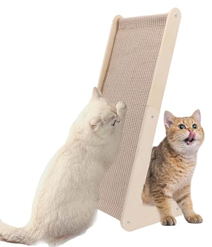 Sisal Cat Scratcher, Vertical L Shaped Cat Scratcher, 27in Climbing Cat Scratching Pad for Indoor, Solid Wooden Wearproof Cats Scratch Ramp, Sisal Rope Spine Friendly Furniture Protector