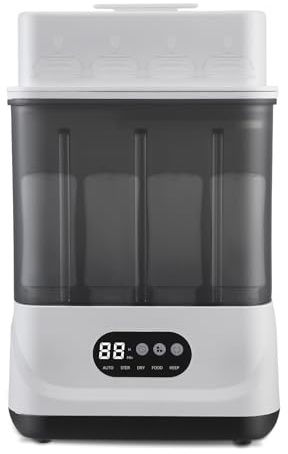 Sterilisator und Trockner für Babyflaschen, elektrischer Dampfsterilisator 4 in 1, enthält 9 Flaschen und Schnuller, 2-lagiger Dampfsterilisator für Babyflaschen, Zubehör für Milchpumpe