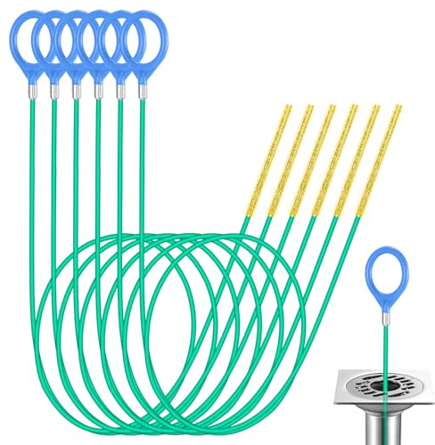 6 Pièce Furet Deboucheur Canalisation 90 cm, Nettoyage de Canalisations en Spirale, Deboucheur Evier Plomberie Revêtement en Nylon, Déboucheur de Canalisations et Attrape pour Baignoire, Egouts