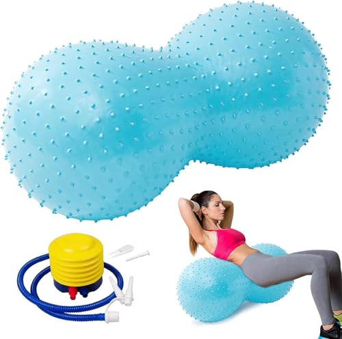 Peanut Ball, 90x45CM Anti-Burst Sensory Exercise Ball with Pump, Thickened Peanut Shape Gym Ball, Autism Sensory Toy Equipment for Kids, Adults, Yoga Pilates Pregnancy Core Training & Physical Therapy