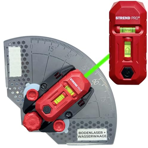 STREND PRO Laser Wasserwaage Grün | 2-in-1 Linienlaser & Laser Level | USB-Aufladung | Laserwasserwaage für Boden | Magnetfuß, Feineinstellung | Laser-Nivelliergerät | Profi Werkzeug mit Winkelmesser