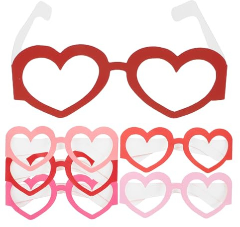 ABOOFAN 6 Stück Herzförmige Papier-sonnenbrillen, 3d Valentinstag Foto-requisiten, Party-brillen für Junggesellenabschied, Valentinstag, Kostüm Und Fotobox Zubehör
