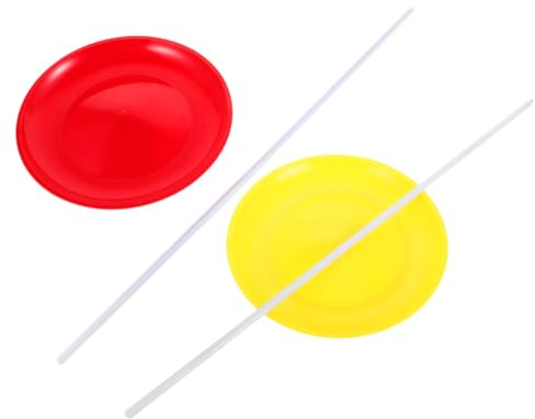LALADEFIEE 2 Assiettes de Jonglage Équilibrées avec 2 Bâtonnets Professionnels Accessoires de Spectacle pour Spectacles et Entraînements de Jonglerie pour Garçon et Filles pour Fêtes