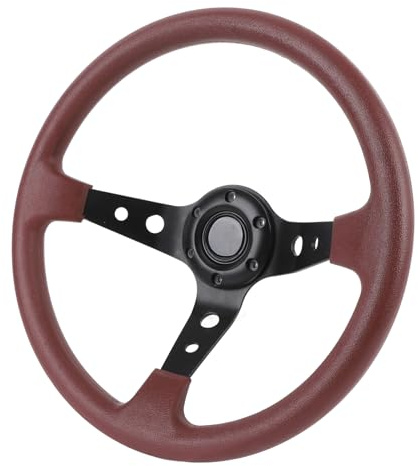 Tomantery 14 Racing Sports Steering Wheel Impact Resistant Stylish Look Easy Installation for Car Interior PU Aluminum Grey