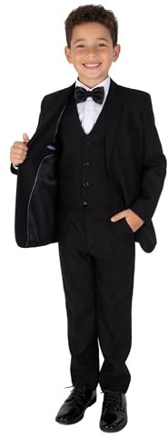 Cinda Boys Black Suit with Bow Tie 14-15 Years
