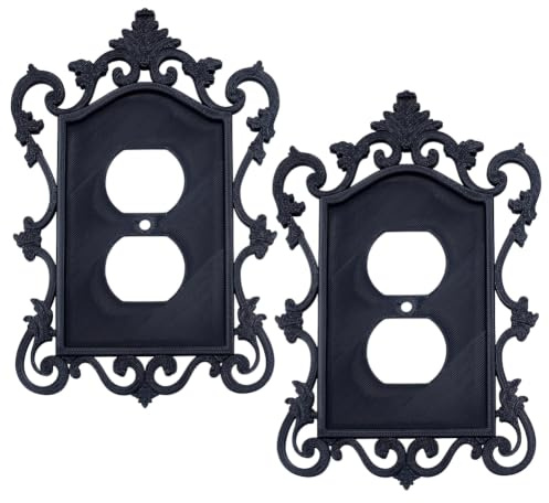 WEBEEDY 2 Interrupteurs Coffre Gothique Plaque Noir Vintage Baroque Rococo Prise Décoration Intérieure Maison Halloween