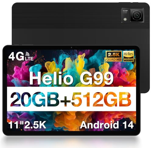 DOOGEE T40 2.5K Tablet 11 Pollici, 20GB RAM+512GB ROM/TF 2TB, Helio G99 Octa-Core, Android 14, Dual 4G LTE+5G WiFi, Face ID/8580mAh/OTG/8MP+16MP/BT5/GPS/GMS
